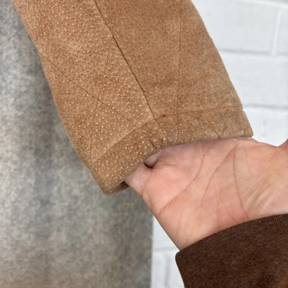 Vintage Casablanca Suede Leather Jacket Womens S Brown Zip Front Retro Coat - Picture 10 of 16